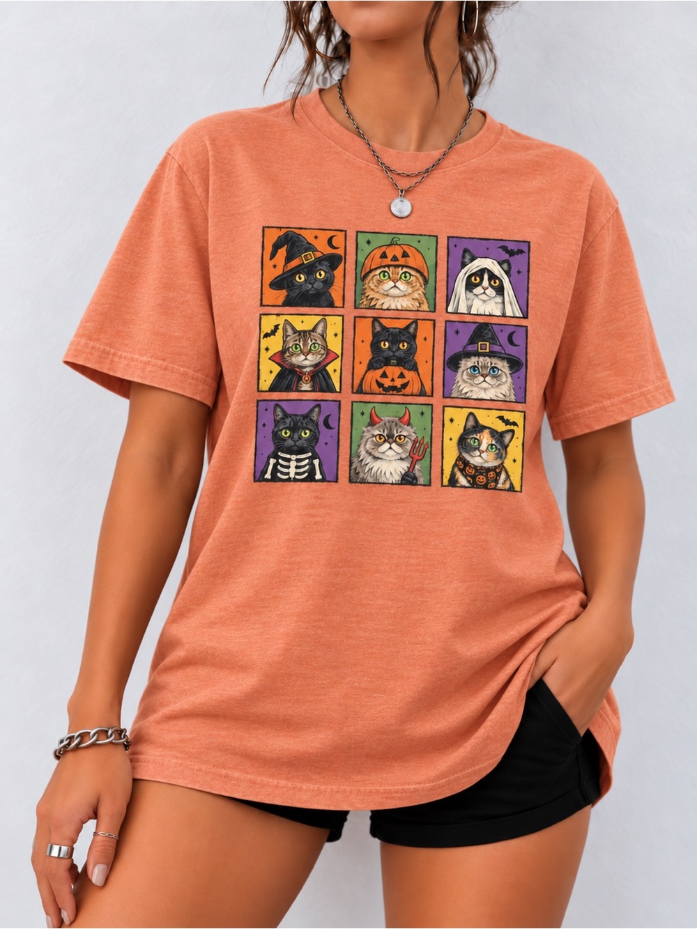 Halloween Cat Comfort Colors Tee Spooky Season Unisex T-shirt